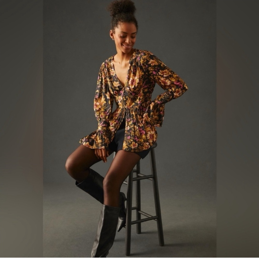 Anthropologie - Deep V Tunic - Size SX - Picture 2 of 8